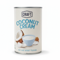 Can of Craft Coconut Cream with coconut and cream illustrations on a white background